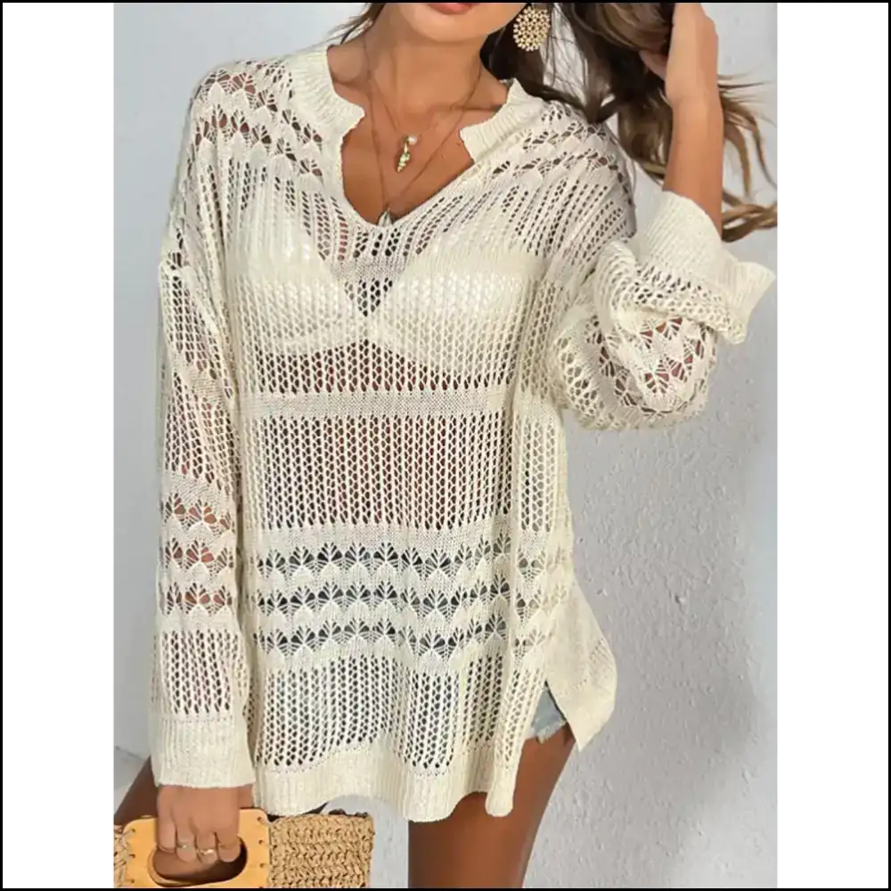 Sass Up your Style in our Cutout Notched Long Sleeve Cover-up! πβ¨ - Cover-ups