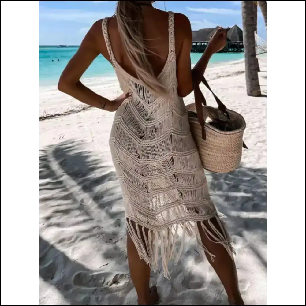 Fringe Scoop Neck Cover-up: Unleash your Inner Diva and Ditch the Drama! πβ¨ - Cover-ups