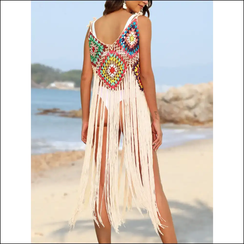 Fringe Spaghetti Strap Cover-up - Cover-ups