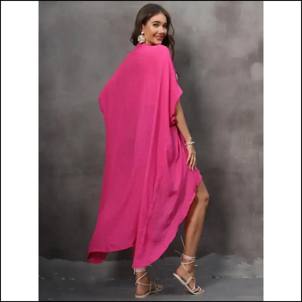 Open Front Half Sleeve Cover Up - Hot Pink / one Size - Cover-ups