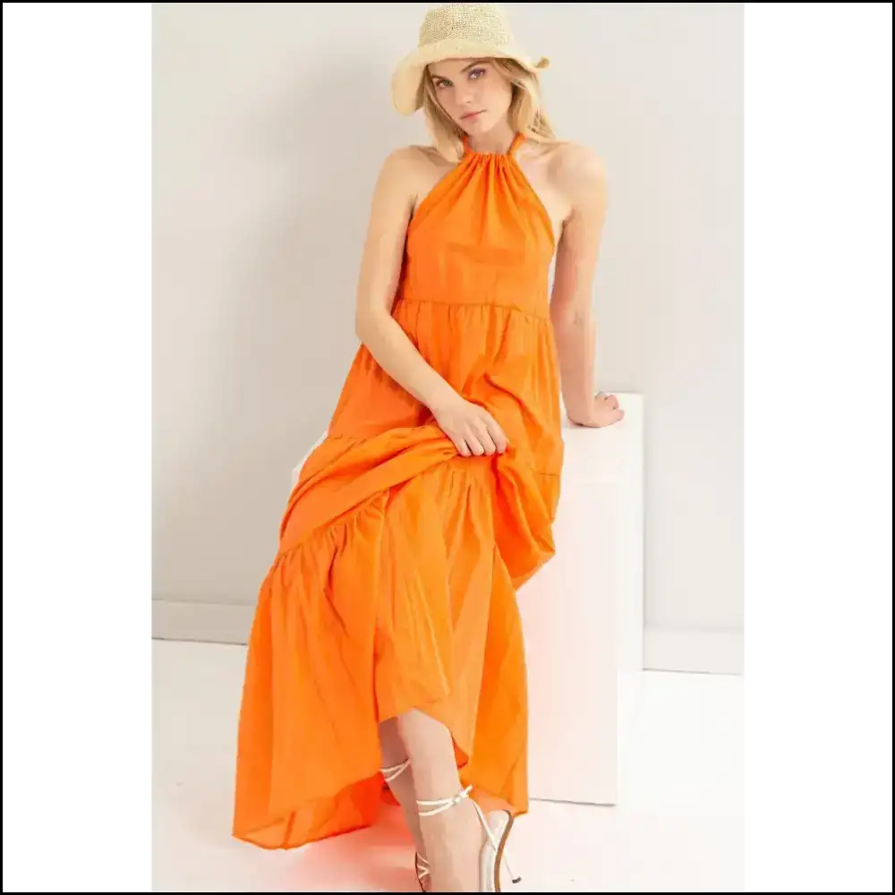 Unleash your Inner Goddess: Needful Things Halter Neck Maxi Dress Magic✨ - Orange / m - Cover-ups
