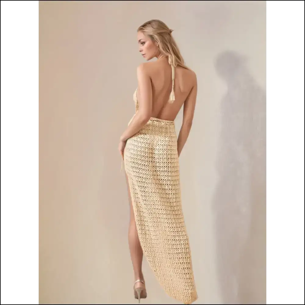 Unleash your Inner Diva in our Sheer Hollow Halter Neck Cover-up Dress πβ¨ - Cover-ups