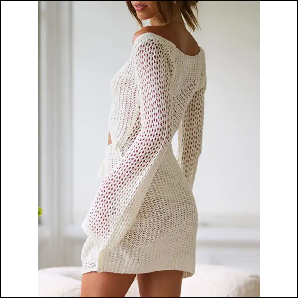 Chic Cutout Lace-up Long Sleeve Cover Up - Cover-ups