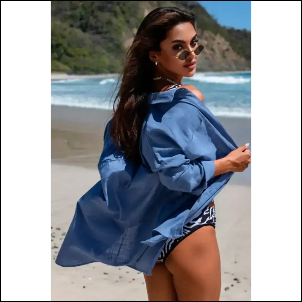 Button-up Longline Shirt: Look Fly While Staying Cozy you Beautiful Cloud! ?️✨ - Cover-ups
