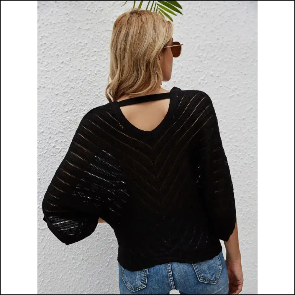 Chic Openwork Batwing Sleeve Cover-up - Cover-ups
