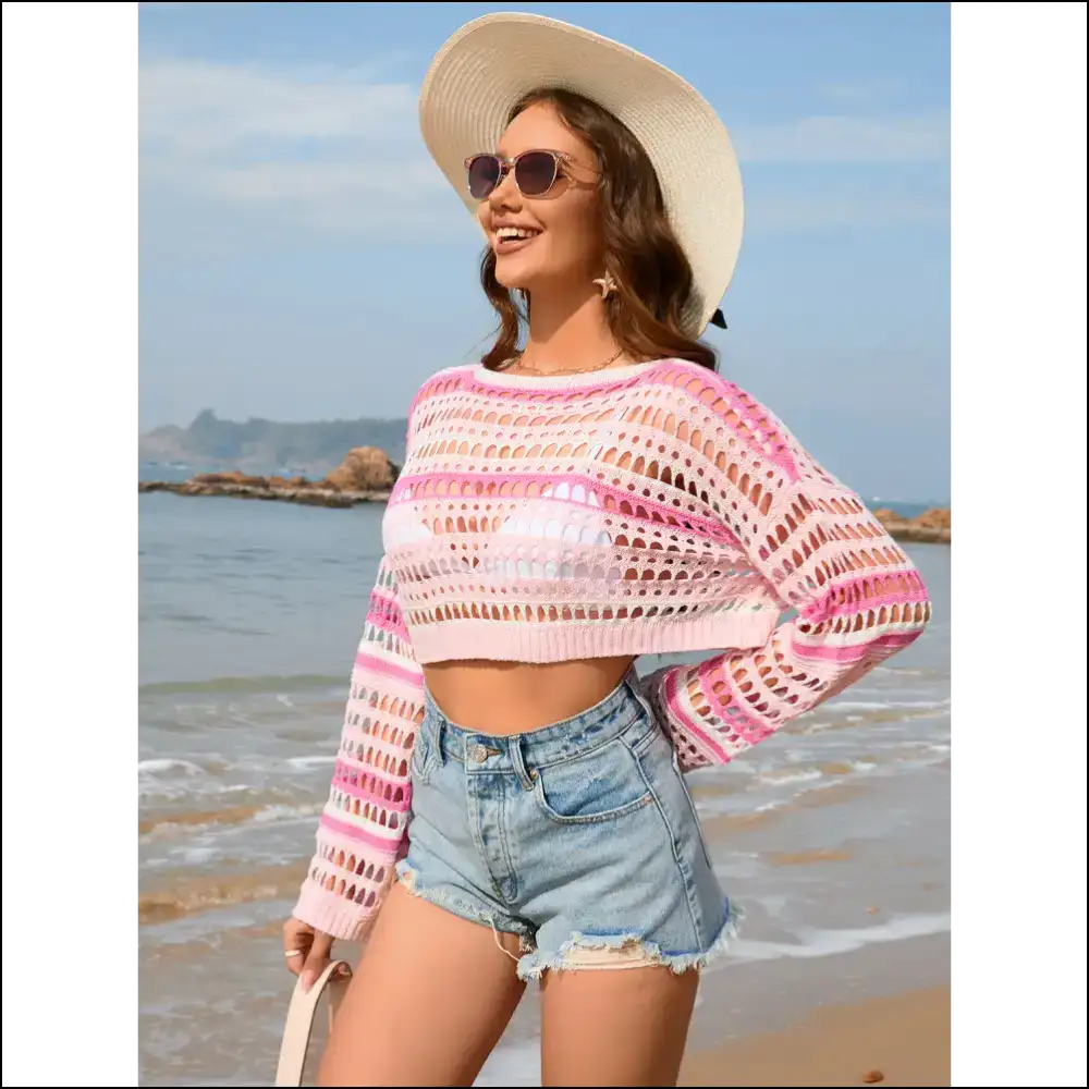 Rock the Boat: Get Knotty in our Openwork Boat Neck Cover-up! πβ¨ - Cover-ups
