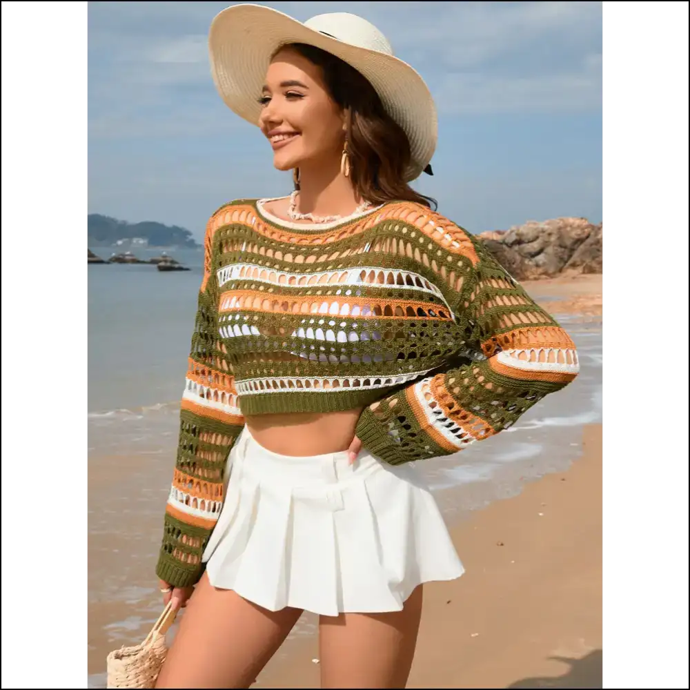 Rock the Boat: Get Knotty in our Openwork Boat Neck Cover-up! πβ¨ - Cover-ups