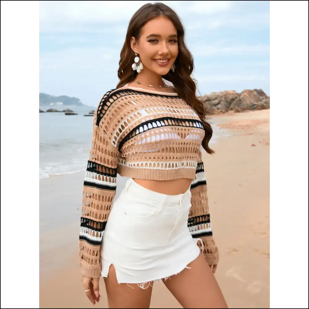 Rock the Boat: Get Knotty in our Openwork Boat Neck Cover-up! πβ¨ - Cover-ups