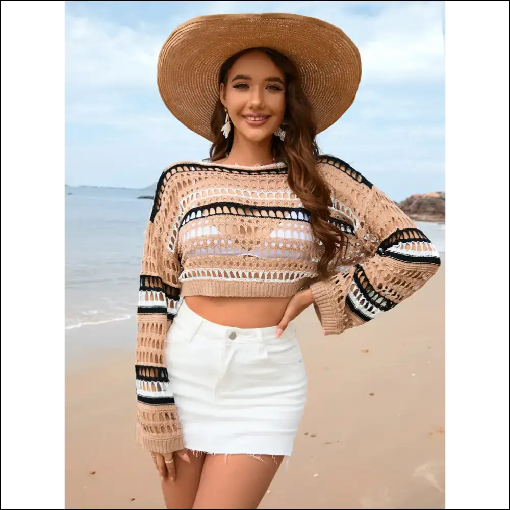 Rock the Boat: Get Knotty in our Openwork Boat Neck Cover-up! πβ¨ - Cover-ups