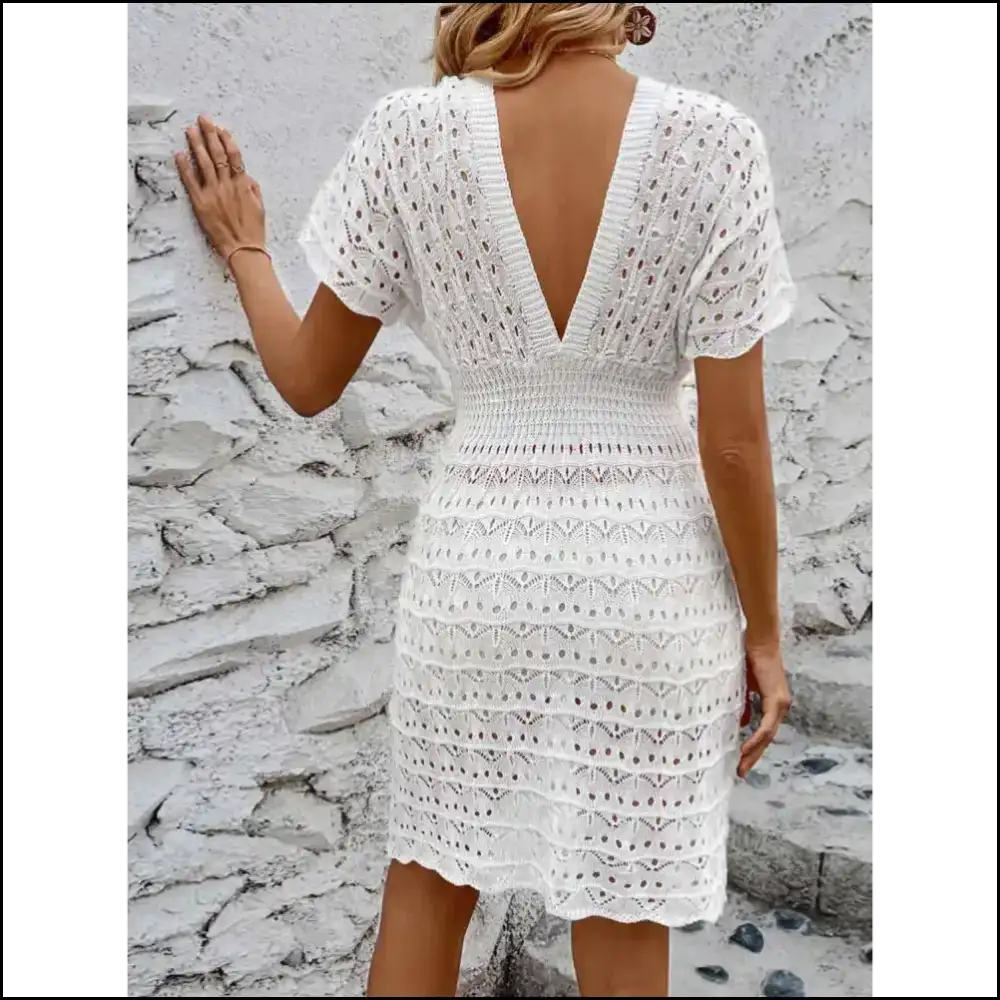 Unleash your Inner Beach Glam in our Openwork Plunge Short Sleeves! πβ¨ - Cover-ups
