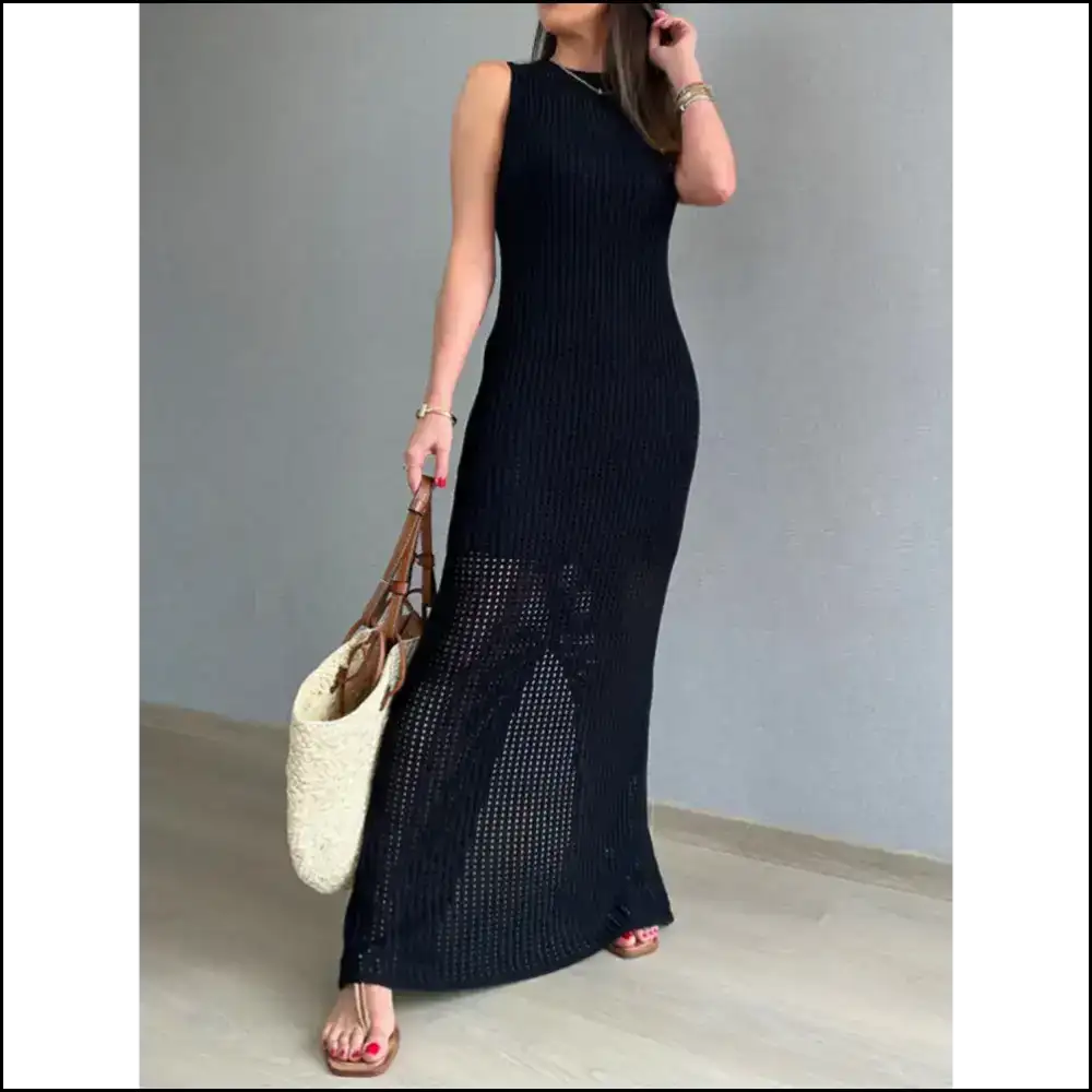 Openwork Slit Round Neck Cover-up - Cover-ups