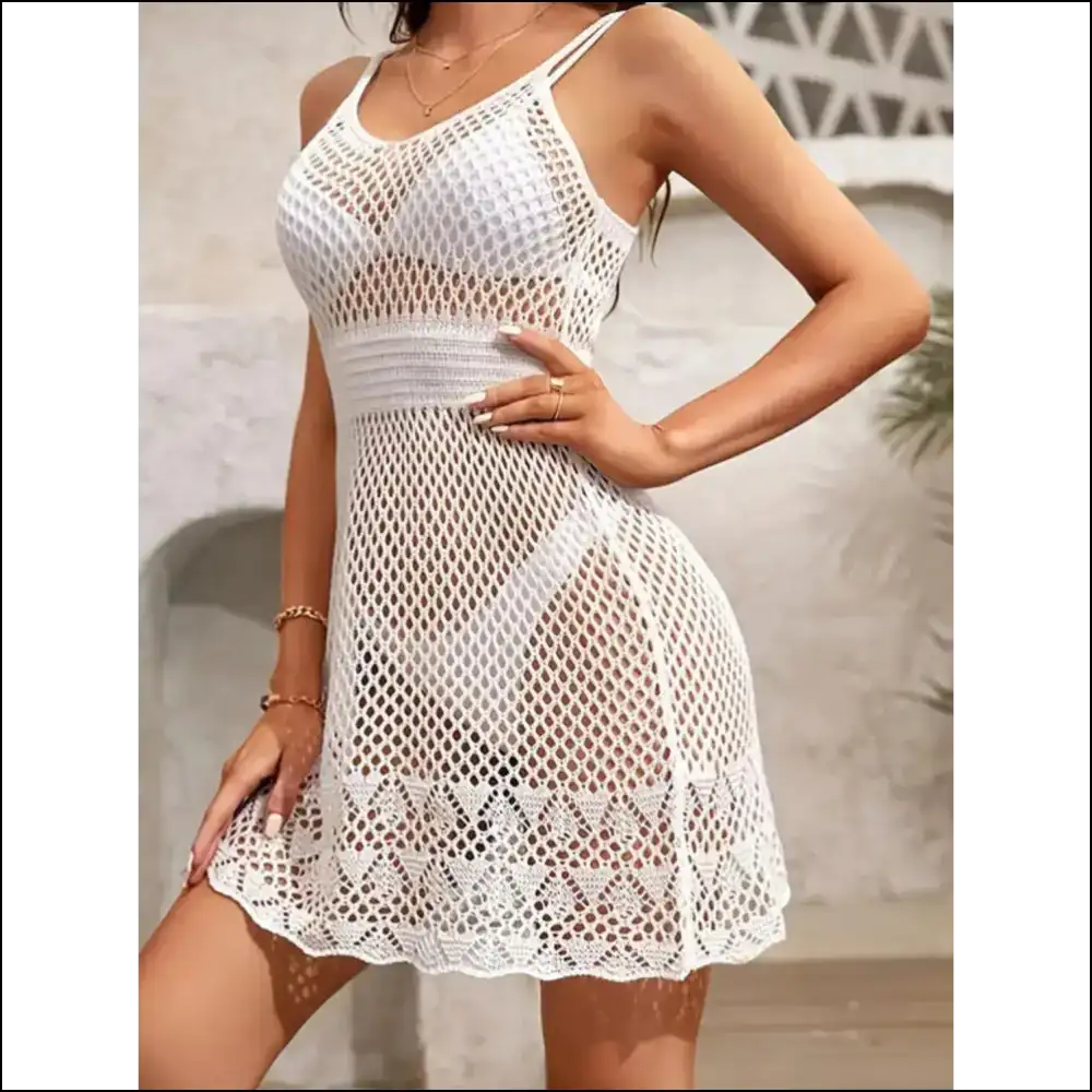 Openwork Spaghetti Strap Cover-up Dress - Cover-ups