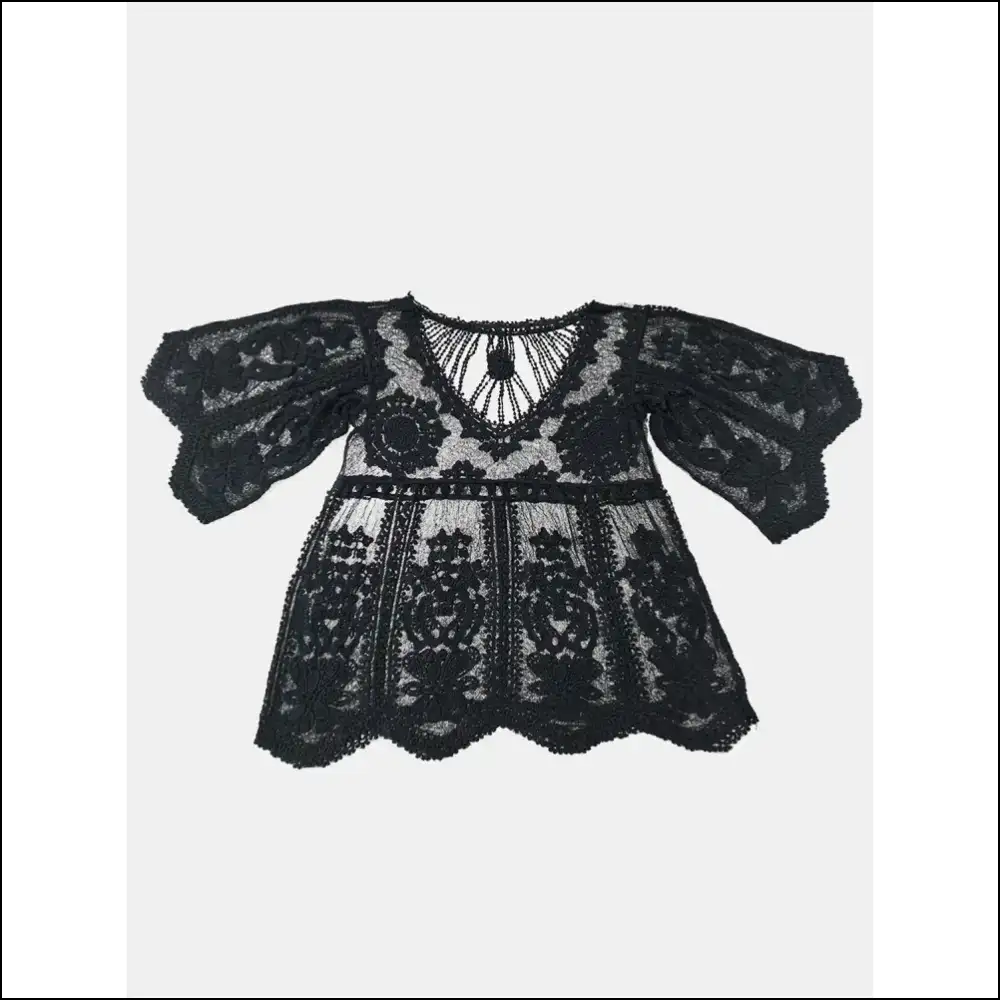 Lace Round Neck Cover-up for Trendy Women - Black / one Size - Cover-ups
