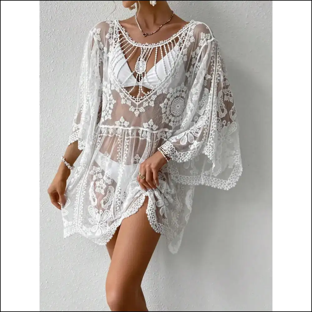 Lace Round Neck Cover-up for Trendy Women - Cover-ups