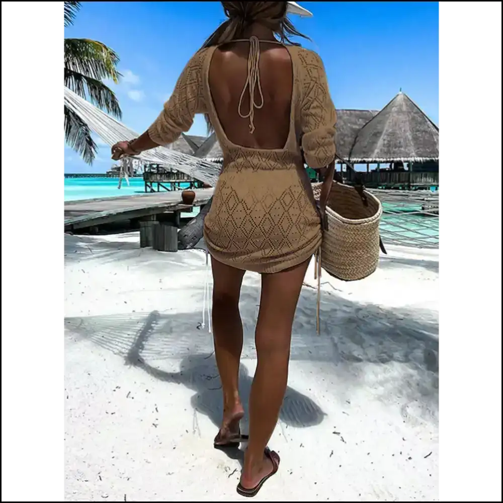 Seductive Backless Openwork Cover Up - Cover-ups