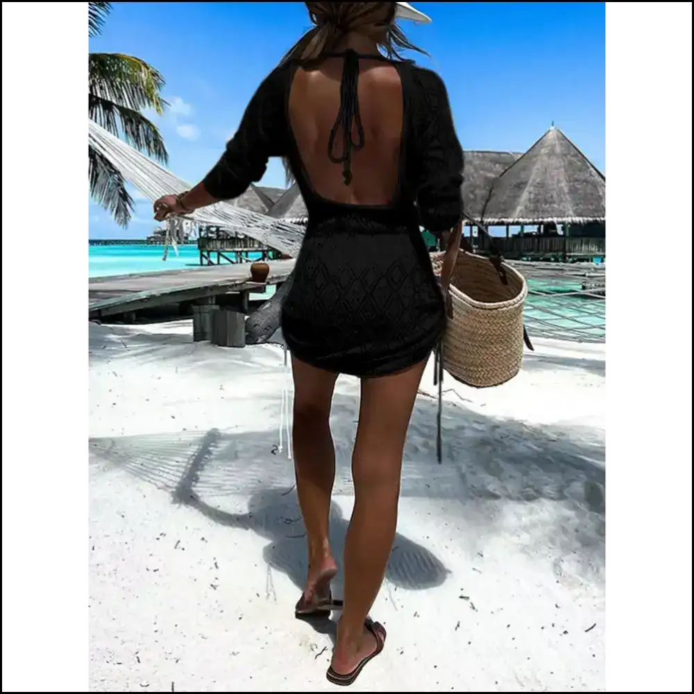 Seductive Backless Openwork Cover Up - Cover-ups