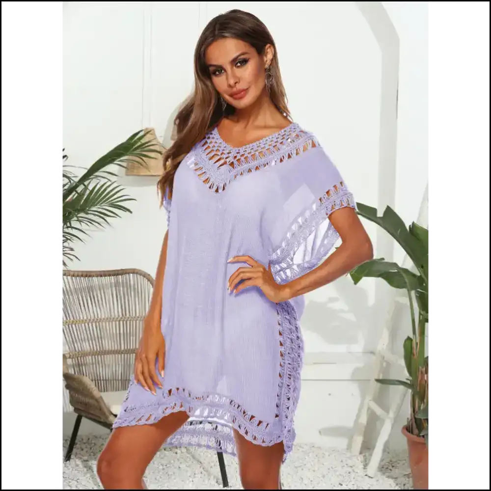 Shine Bright Like a Sheer Cutout V-neck – Because Sunburns are so Last Season! - Lavender / one Size - Cover-ups