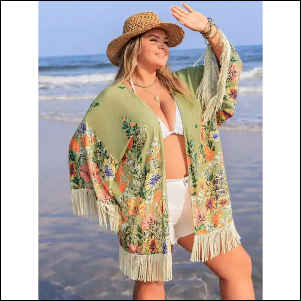 Fringe Benefits: Unleash your Inner Diva with our Size Cover-up! ?π - Cover-ups