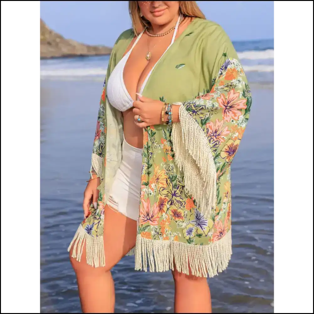 Fringe Benefits: Unleash your Inner Diva with our Size Cover-up! ?π - Cover-ups