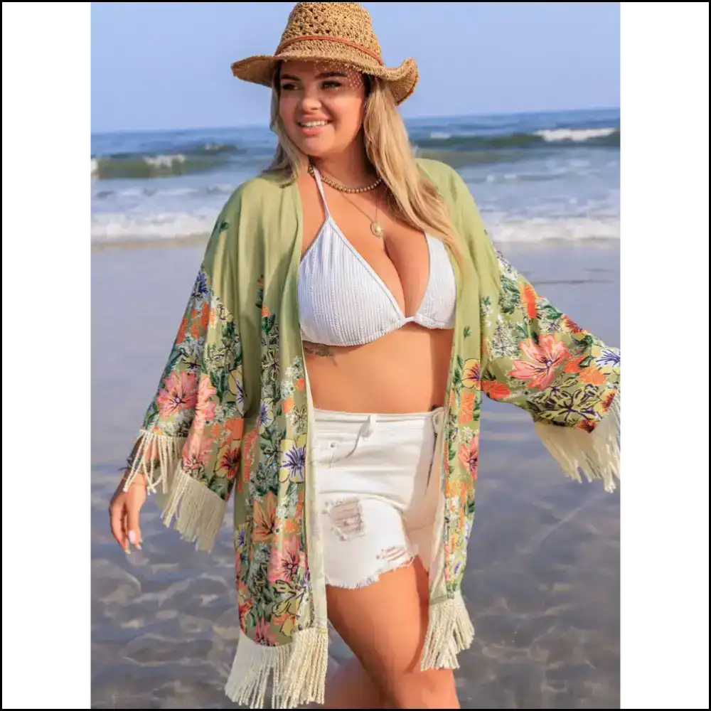 Fringe Benefits: Unleash your Inner Diva with our Size Cover-up! ?π - Cover-ups