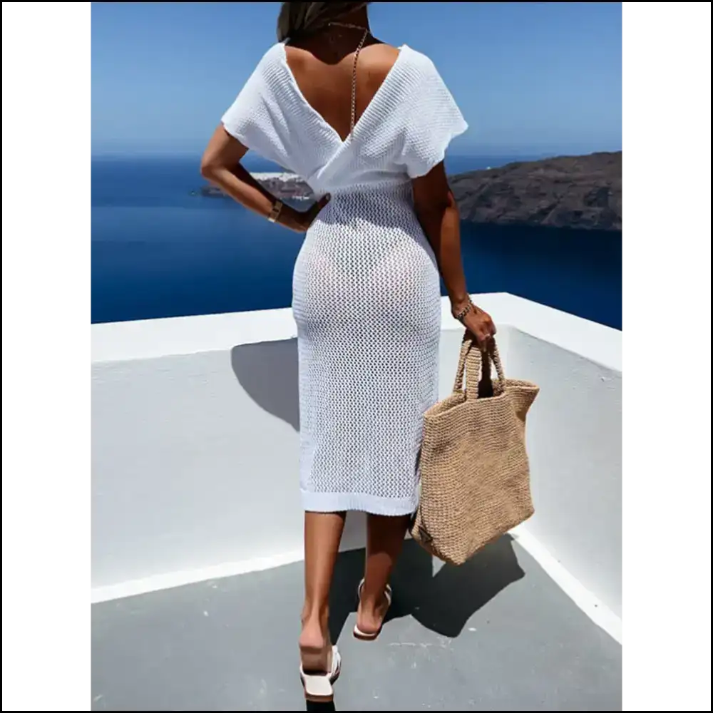 Ditch the Drama: Slit Surplice Cap Sleeve Cover-up for Poolside Queens ππ - Cover-ups