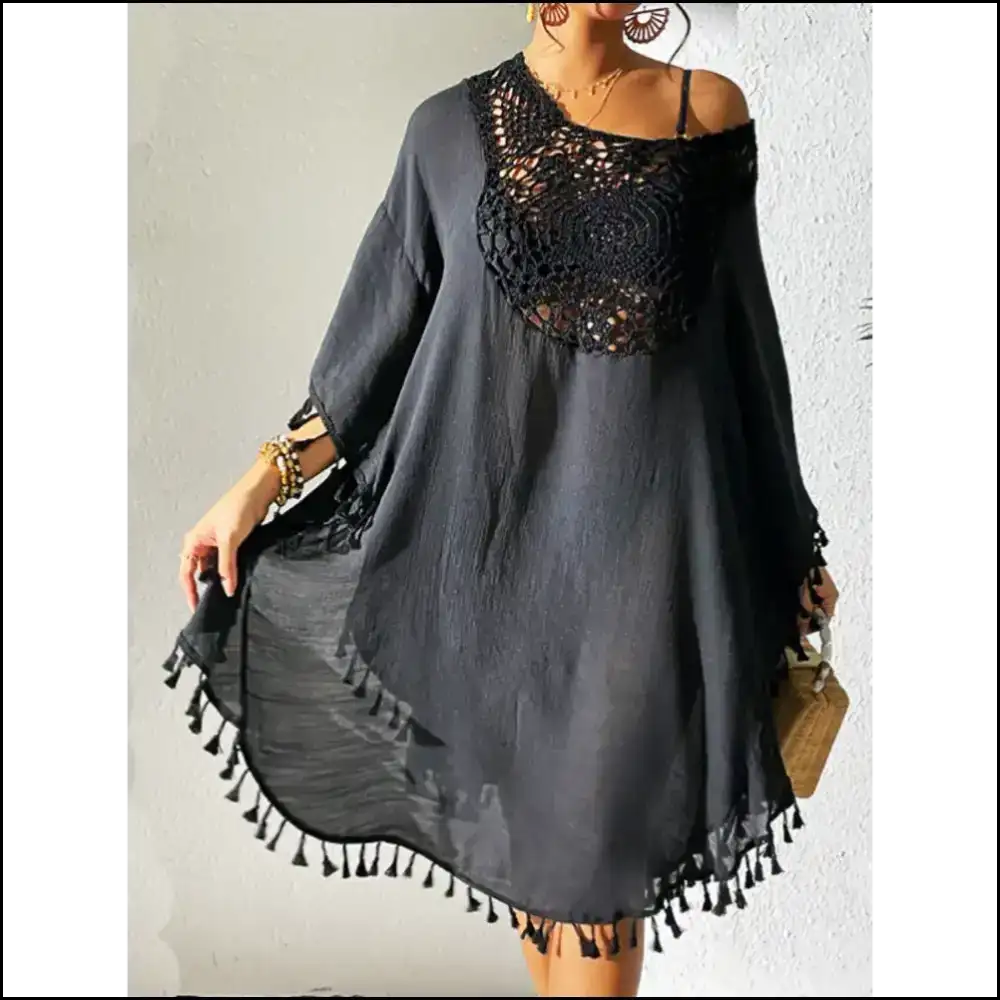 Tassel Cutout Scoop: Ready for Sunshine & Shenanigans with Needful Things! πβ¨ - Black / one Size - Cover-ups