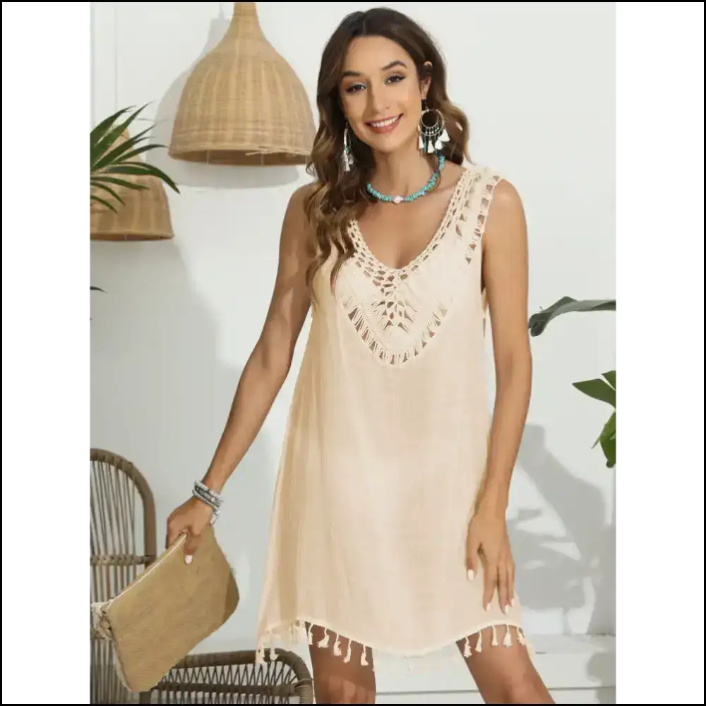 Tassel Scoop Neck Cover-up: Dress Up for Sunbathing and Hiding Bad Decisions! π - Cover-ups