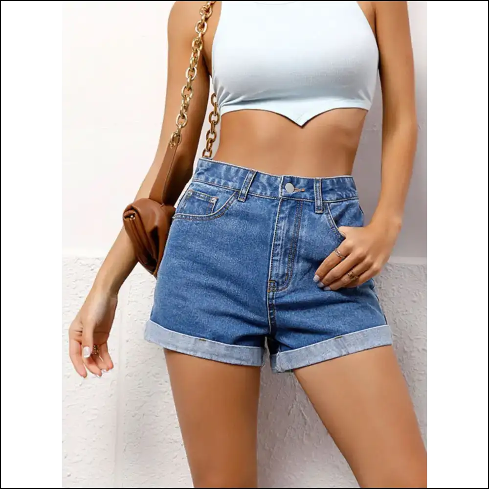 High Waist Denim Shorts for Trendy Women - Medium / s