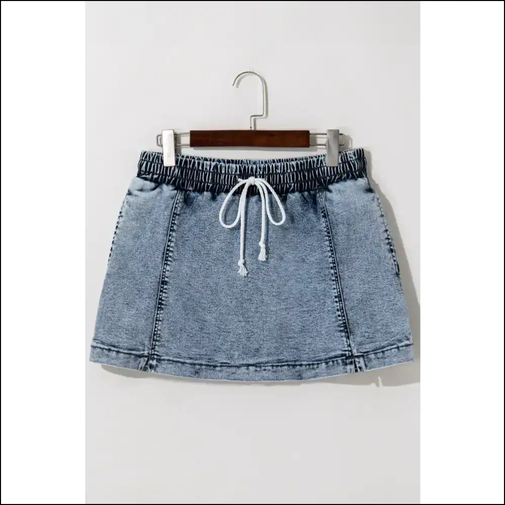 Chic Drawstring High Waist Pocketed Denim Shorts