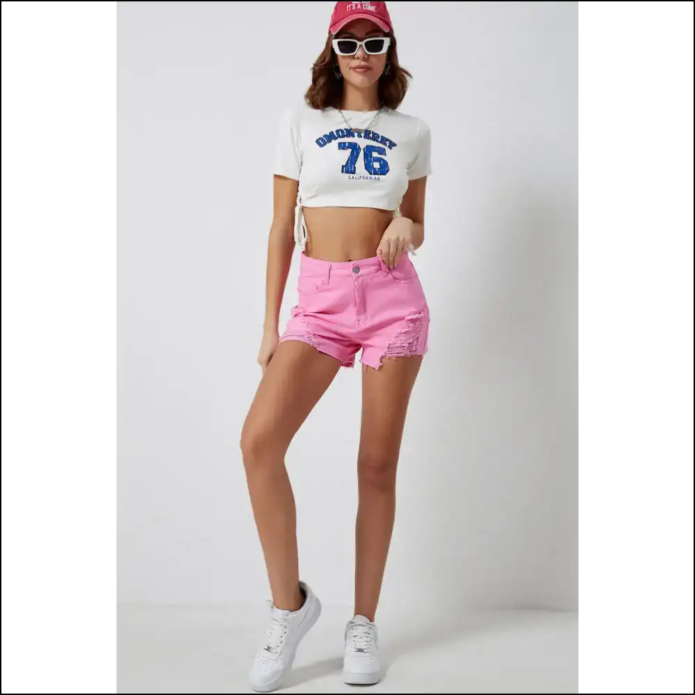 Playfully Distressed Denim Shorts