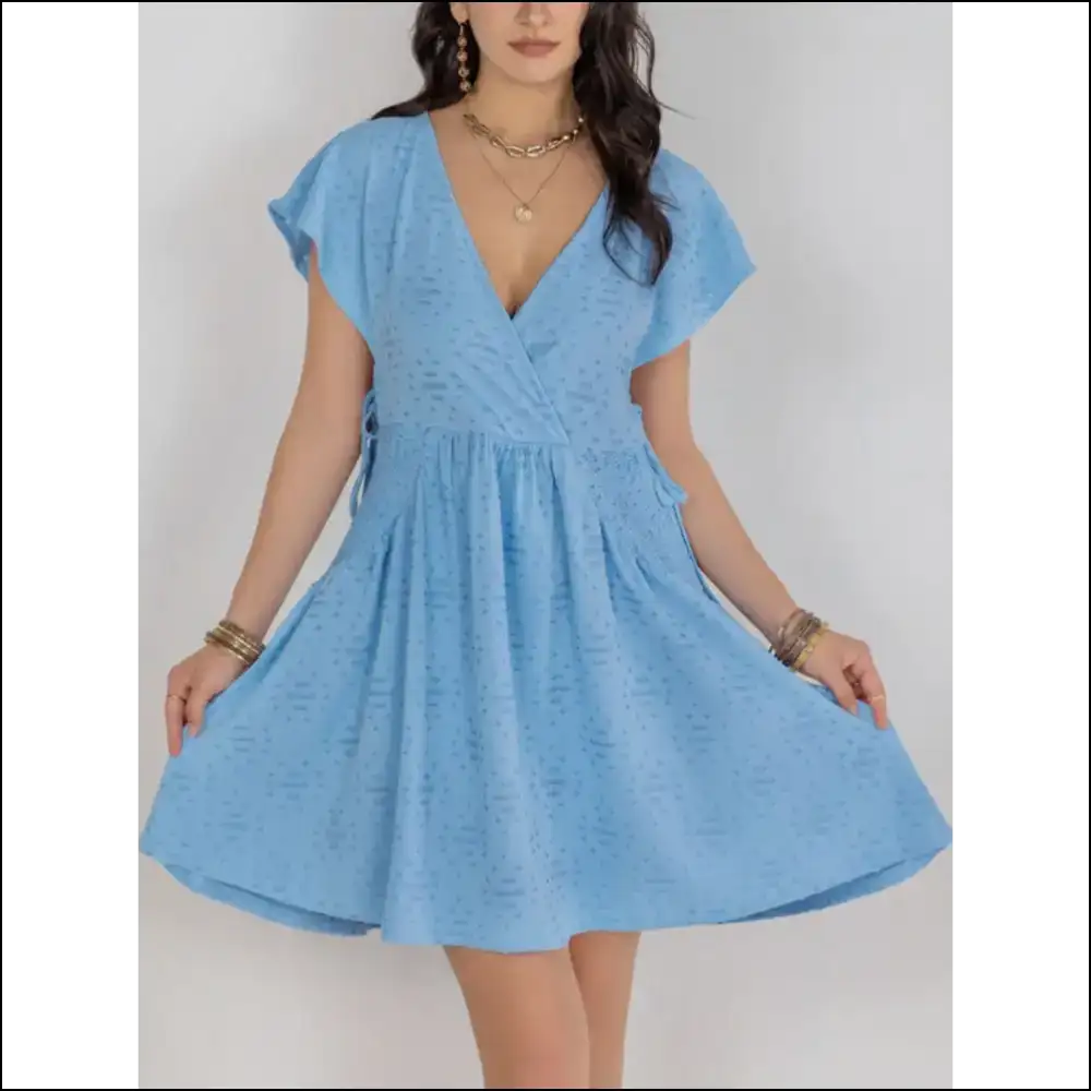 Chic Cutout Surplice Short Sleeve Dress - Dresses