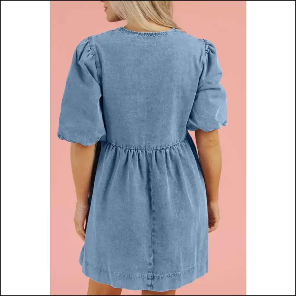 Chic Bowknot Denim Dress - Dresses