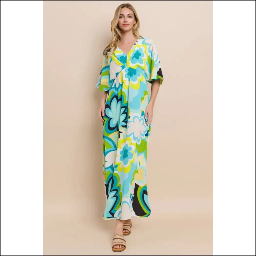 Floral Printed Slit Maxi Dress - Summer Elegance - Dresses
