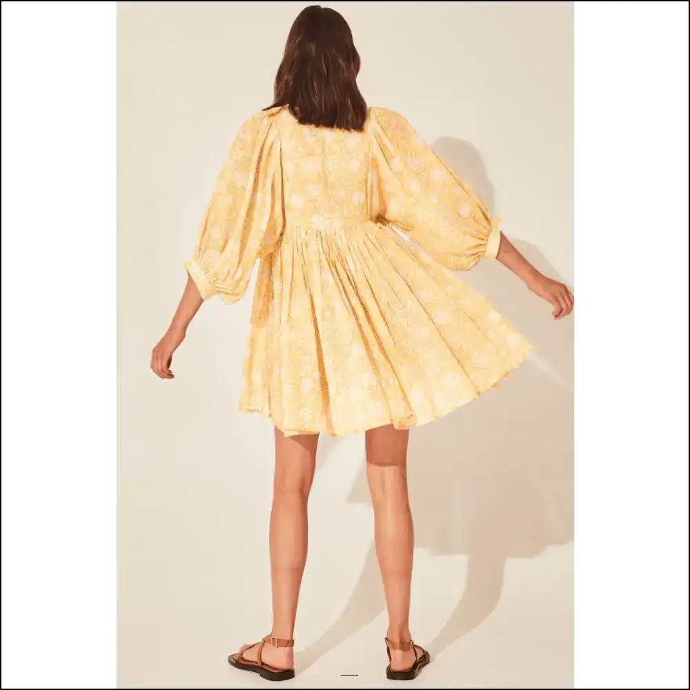 Floral Tie Neck Lantern Sleeve Dress - Chic & Stylish - Dresses
