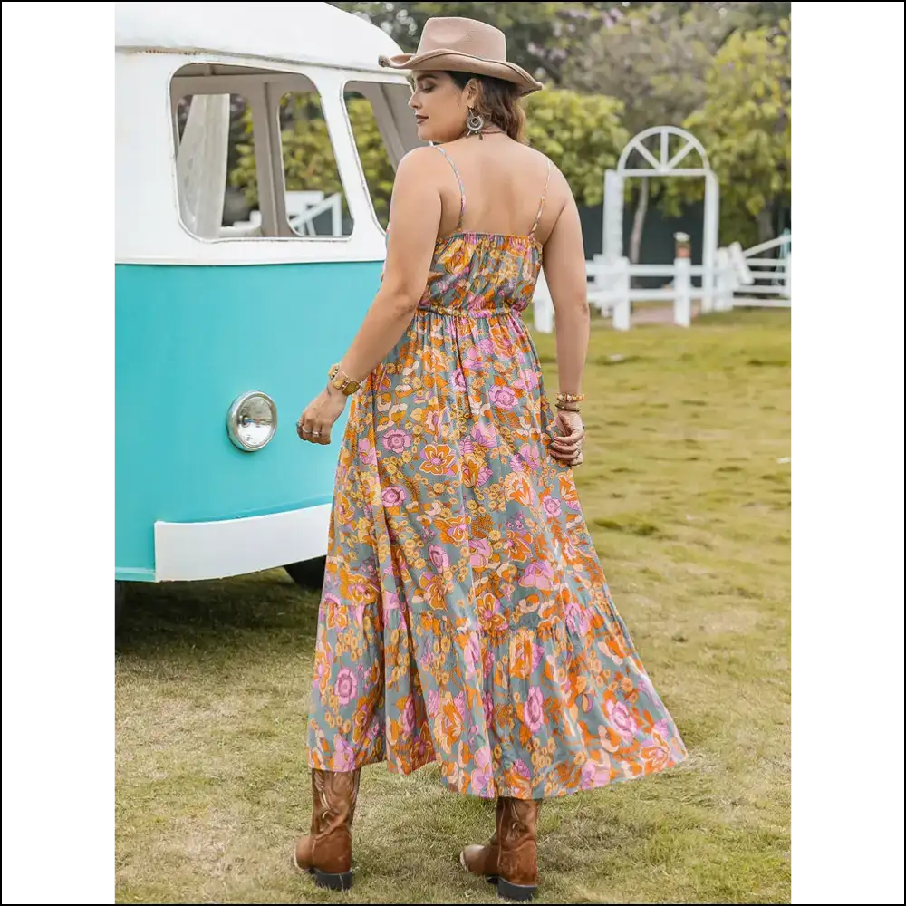 Chic Drawstring Ruffle Hem Maxi Dress - Dresses