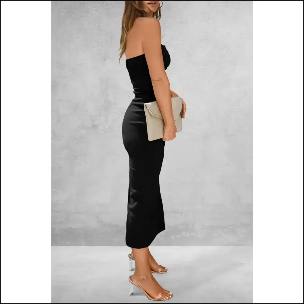 Chic Slit Tube Midi Dress - Black / 2xl - Dresses