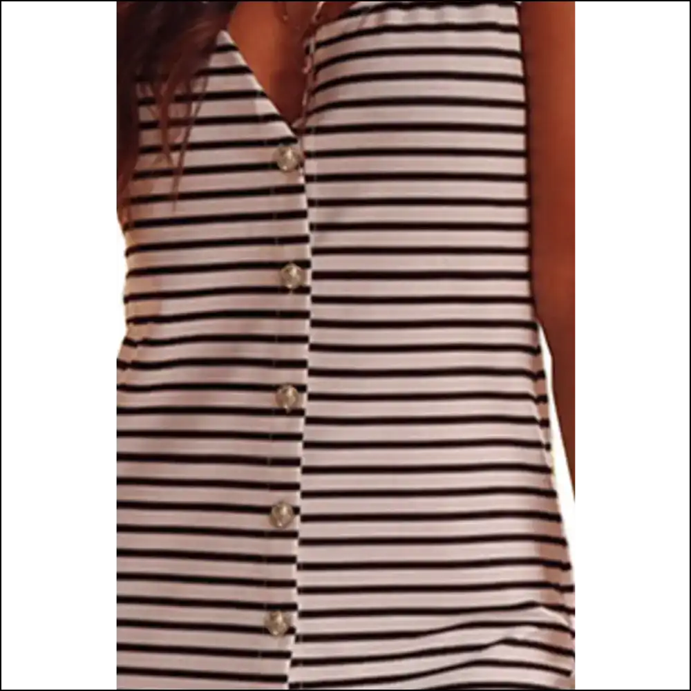 Chic Striped Wide Strap Midi Dress Dresses