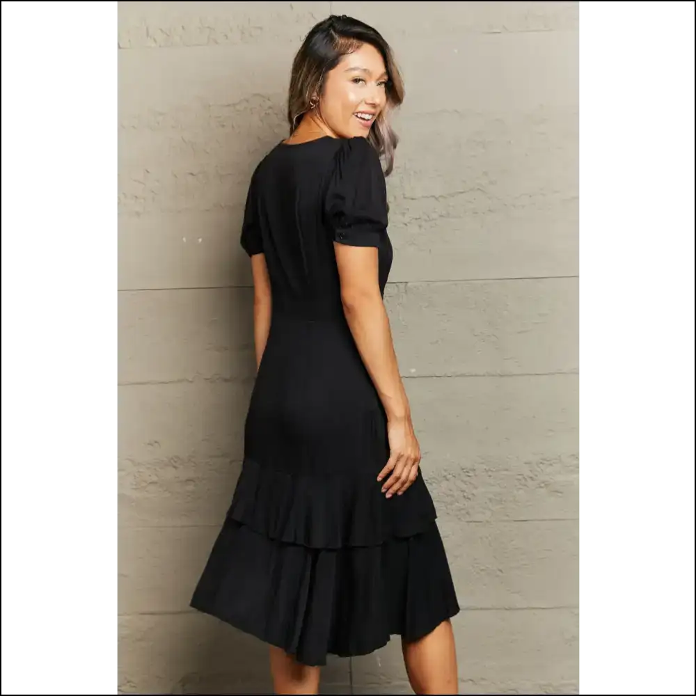 Perfee Ruffle Hem Surplice Dress - Dresses
