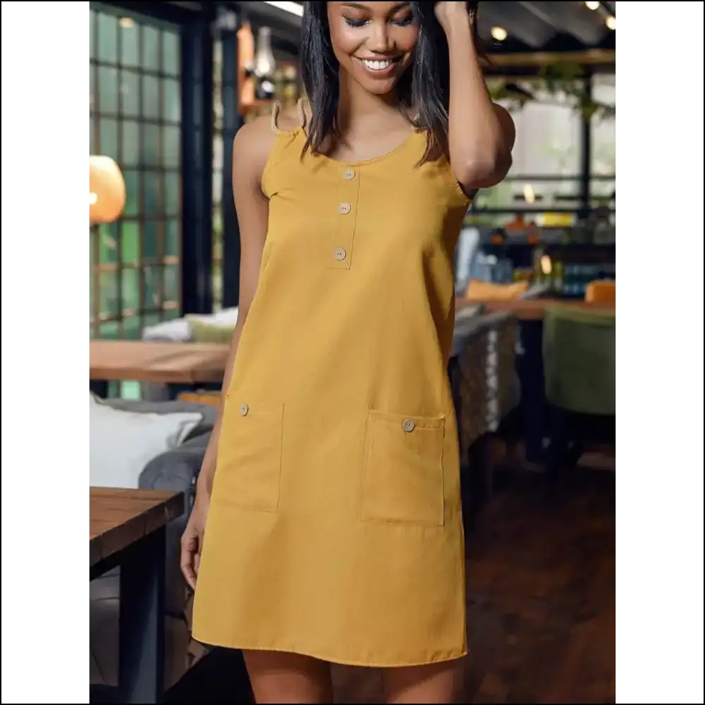 Chic Round Neck Double Spaghetti Straps Mini Dress - Yellow / s - Dresses