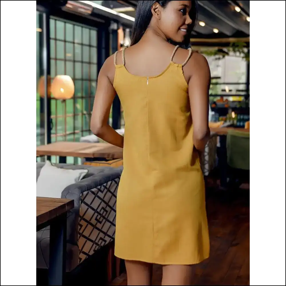 Chic Round Neck Double Spaghetti Straps Mini Dress - Dresses