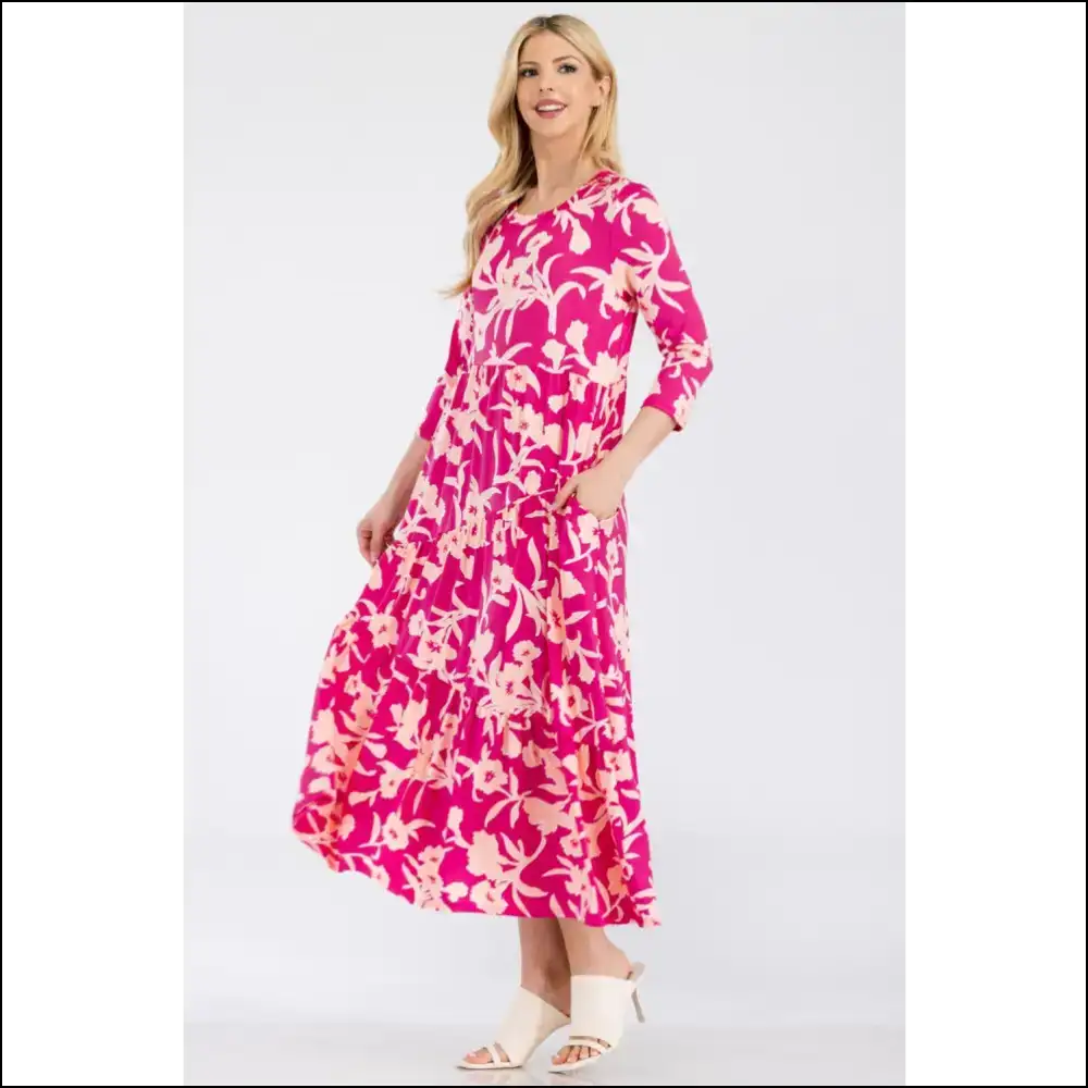 Celeste Floral Ruffle Hem Dress - Effortless Elegance - Dresses