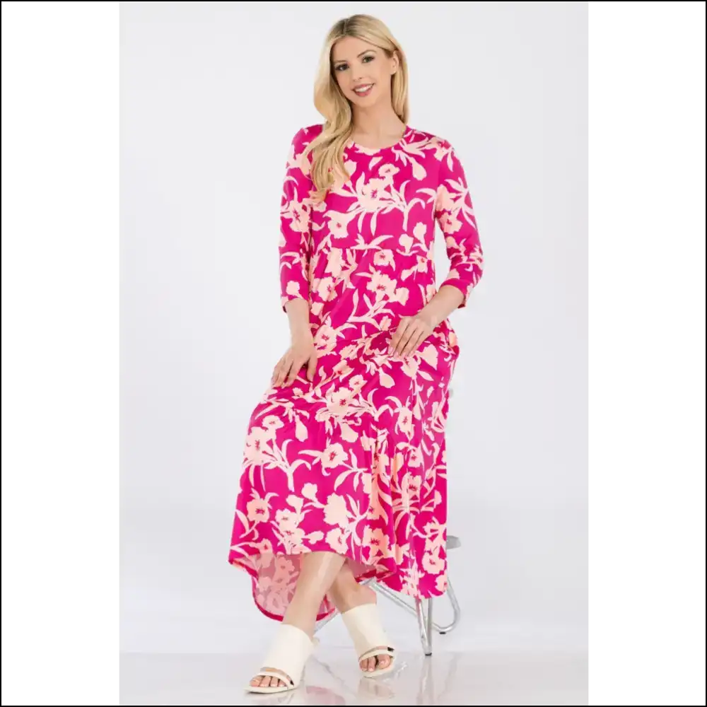 Celeste Floral Ruffle Hem Dress - Effortless Elegance - Dresses