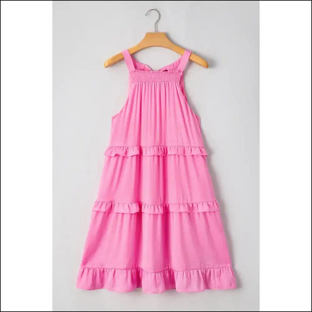 Ruffled Layered Mini Dress with Tied Back Dresses