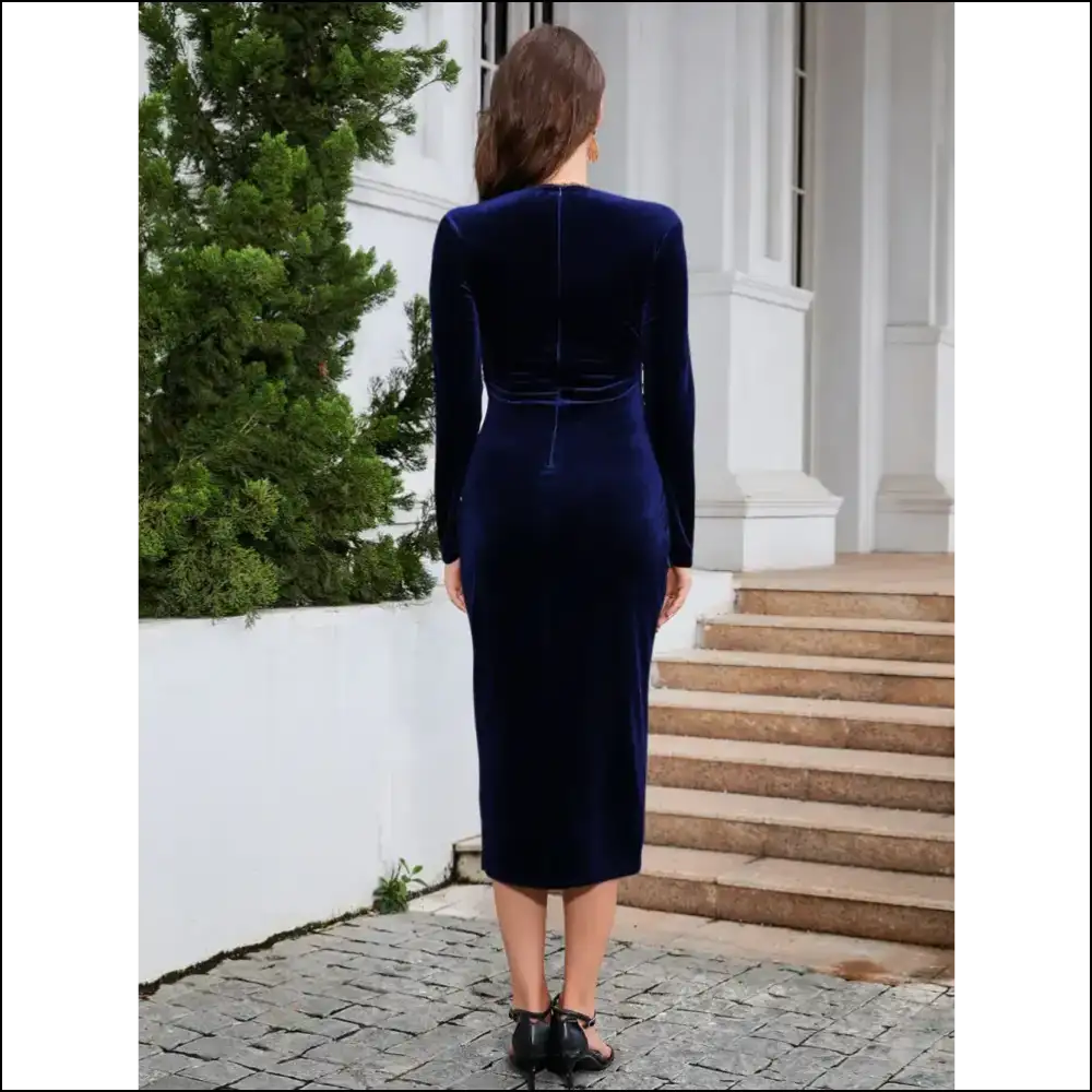 Chic Ruched Slit Surplice Wrap Dress - Dresses