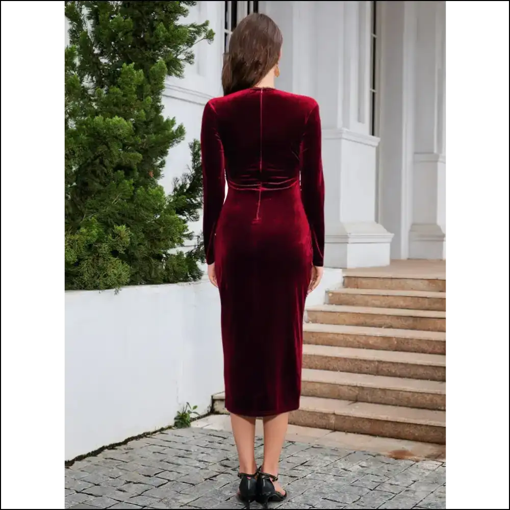Chic Ruched Slit Surplice Wrap Dress - Dresses