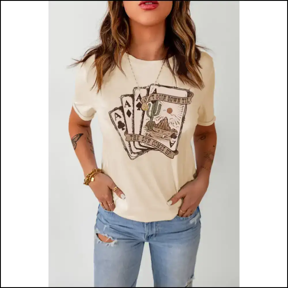 Needful Things: Khaki Tee - Bet on this Poker Card Graphic Cute π - Tees