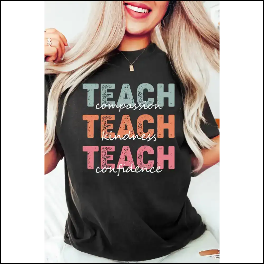 Black Teach Letter Tee: Slayin’ Since Day one 💅 Needful Things - s - Graphic Tees
