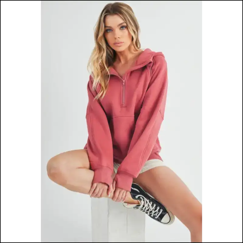 Aemi + co Chic Half Zip Raglan Hoodie - Hoodies
