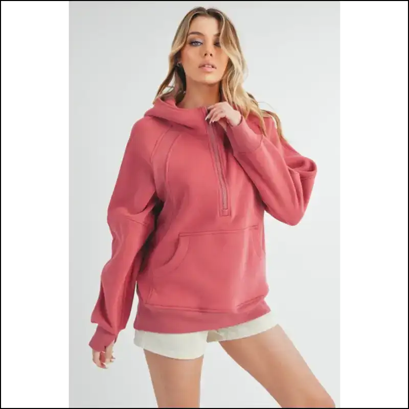 Aemi + co Chic Half Zip Raglan Hoodie - Hoodies