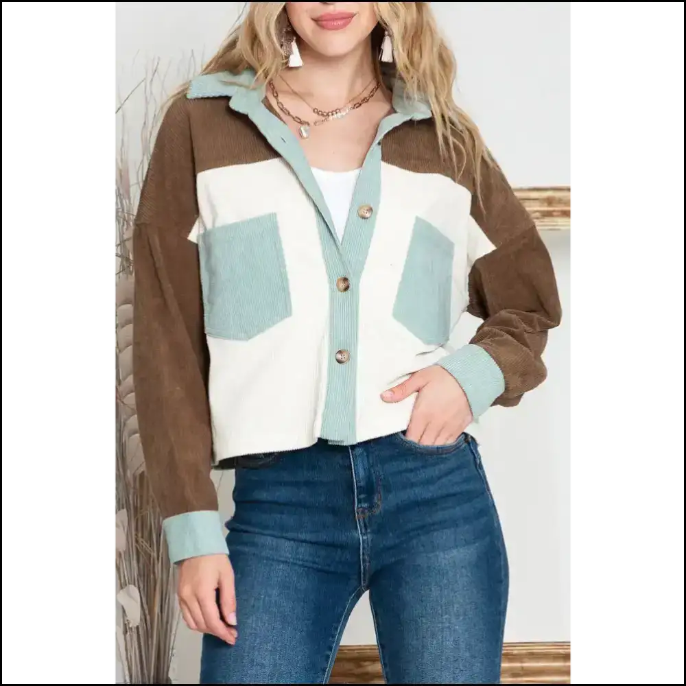 Green Color Block Cropped Corduroy: so Cute it Hurts ๐ Needful Things Jackets